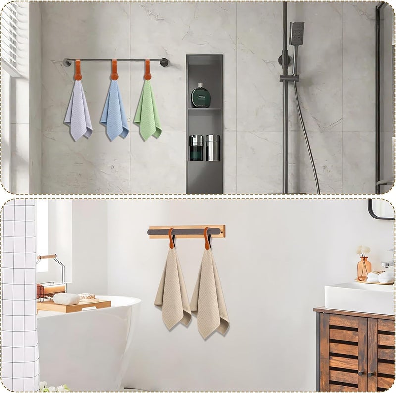 CODOHI 4 PCS Genuine Leather Towel Clips for Kitchen, Magnetic Hand Clips, Towel Holder with Magnet for Rods and Racks, Bathroom Accessory (Light Brown) - Image 5